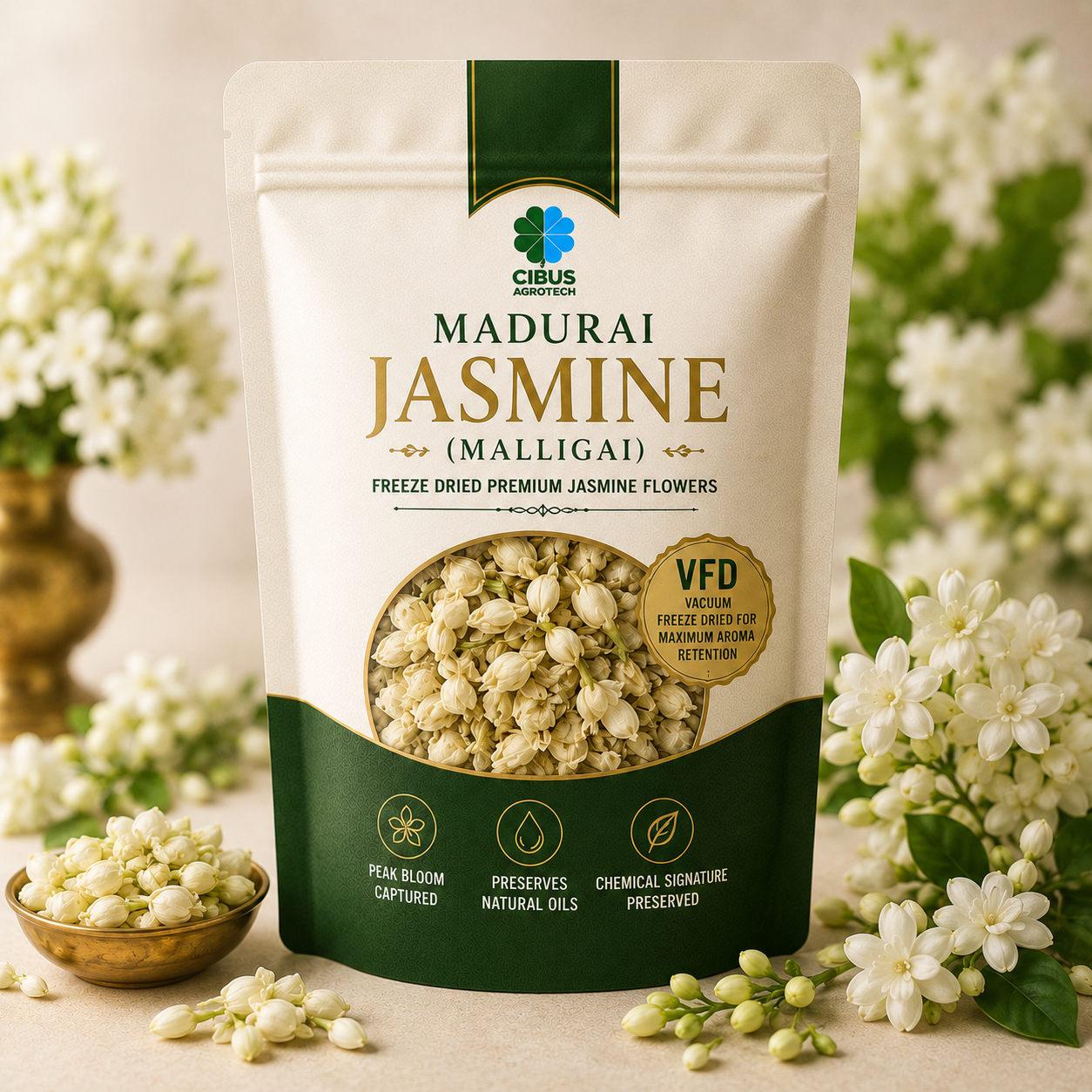 Freeze Dried Jasmine Flowers from CIBUS AGROTECH Freeze Dried Jasmine Flowers from CIBUS AGROTECH